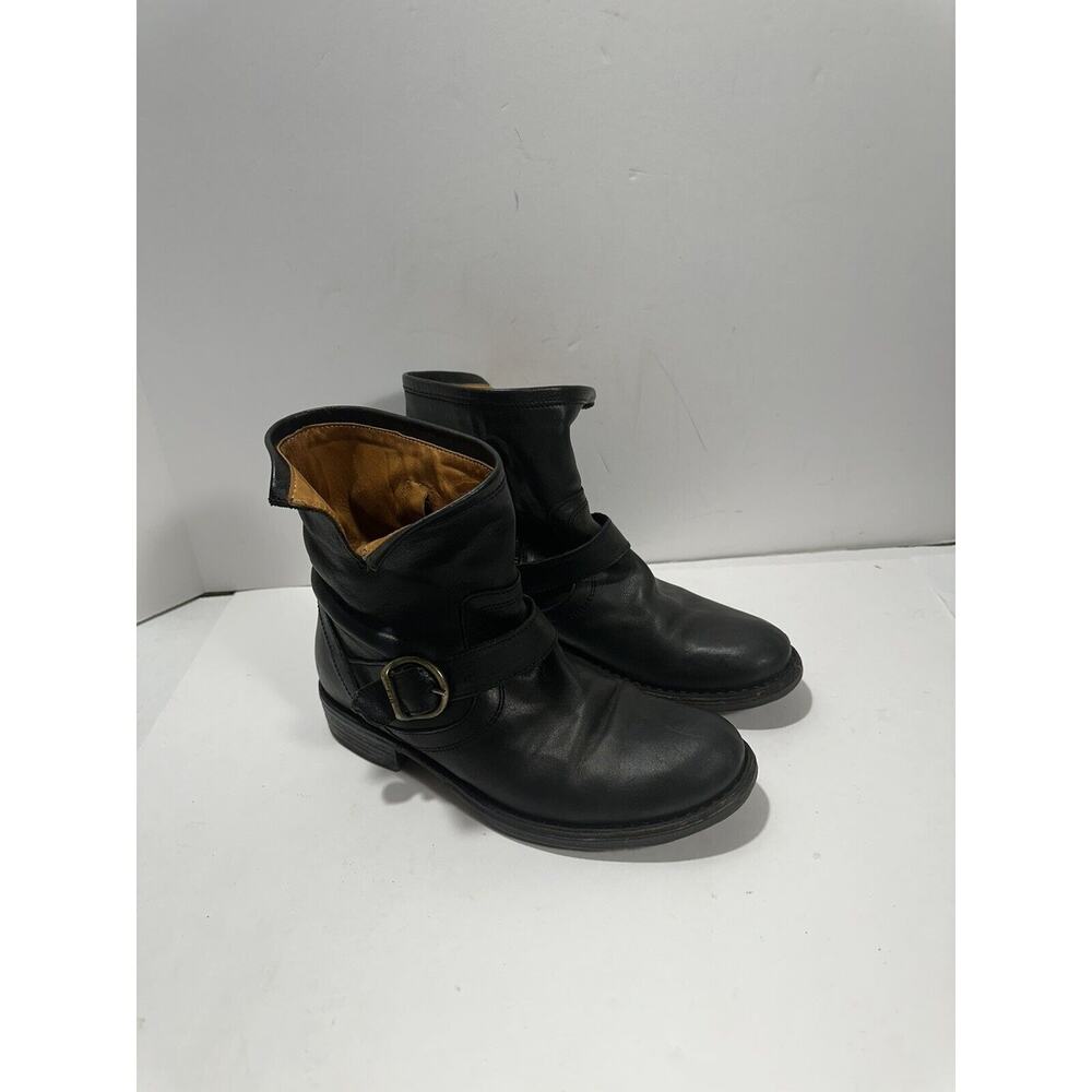 Fiorentini + Baker Sz 7 (37 EUR) black Leather Ankle Fashion Biker Boots Bootie